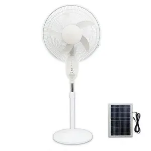 This is the Easy power Rechargeable Fan EP 3116 that can be powered and charged using solar energy during electric outages and for camping it is sold by Tech Store in Lebanon.