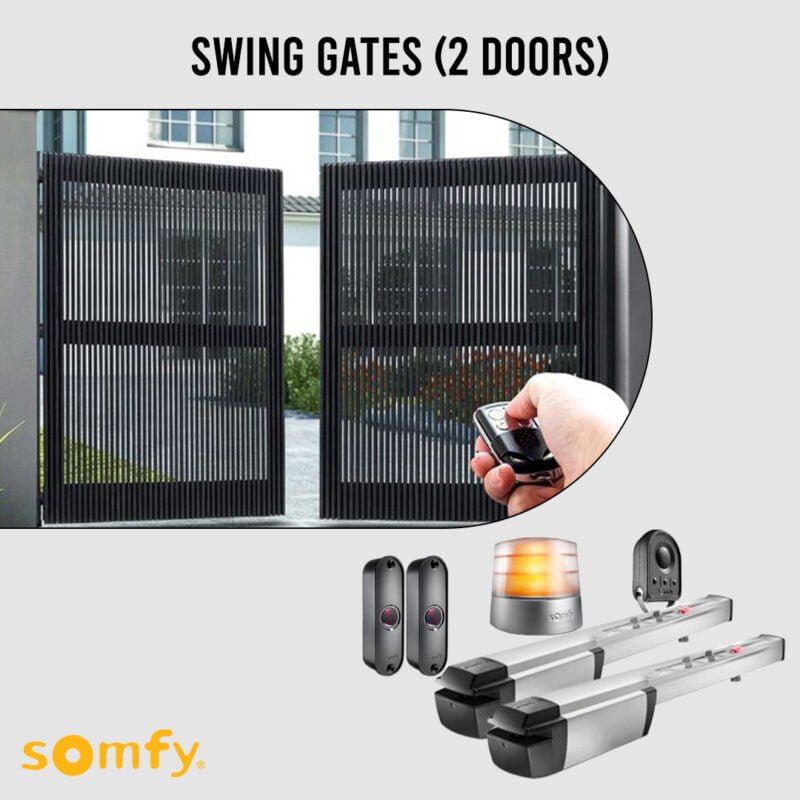 This is the Somfy 2 Swinging Gate Kit with and Remote For Parking and Garage Door and is sold by Tech Store Lebanon.
