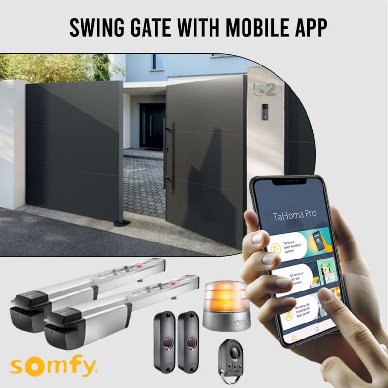 This is the Somfy Mobile App1 Swinging Gate Kit with Remote For Parking and Garage Door and is sold by Tech Store Lebanon.